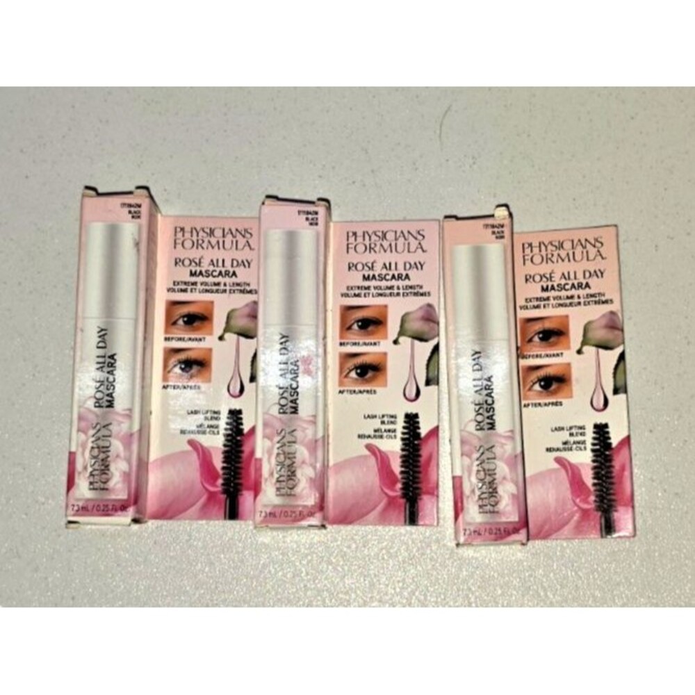 Lot of 3 Physicians Formula Rose All Day Black Mascara Extreme Length Volume NEW